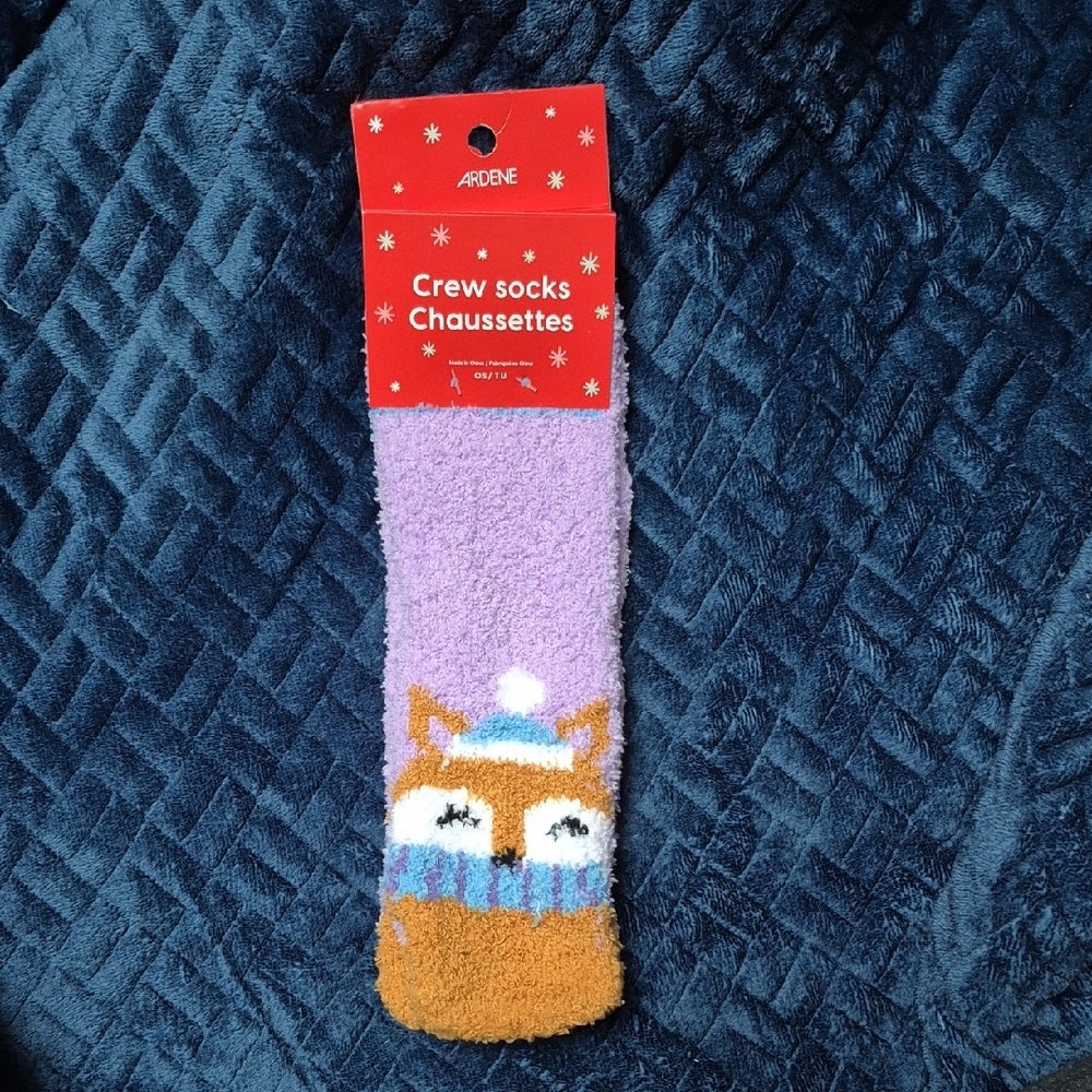 Cozy Crew Socks with Bundled Up Fox From Ardene, New With Tags!